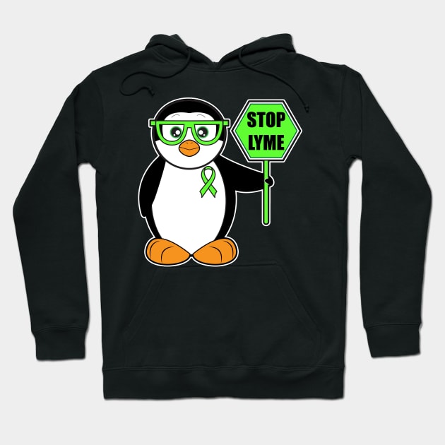 Stop Lyme! Awareness Cartoon Penguin Hoodie by PenguinCornerStore